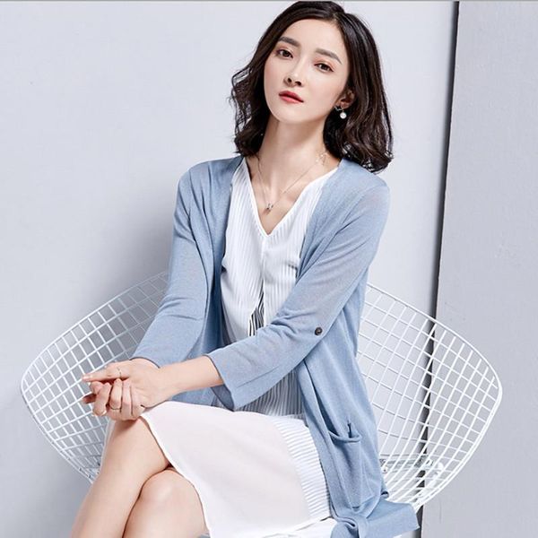 

women's vests summer ice silk knit cardigan thin section air conditioning shirt outside shawl sr-k1025, Black;white