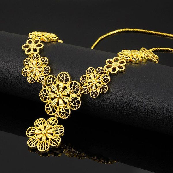 

earrings & necklace fashion gold/silver plated flower ladies hollowed wholesale