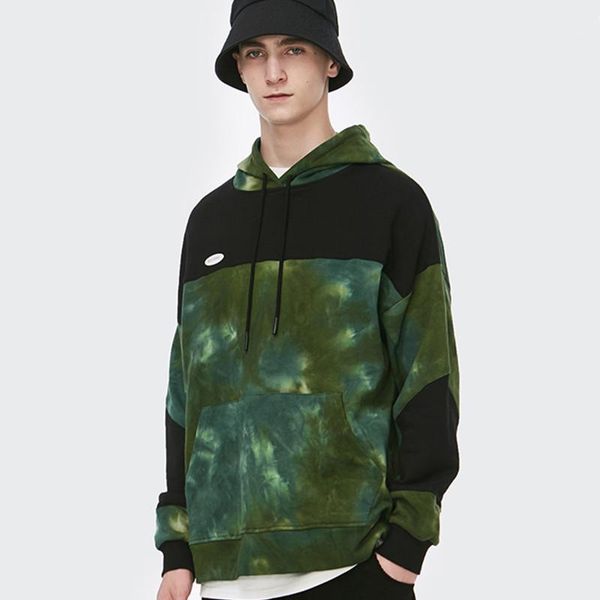 

men's hoodies & sweatshirts patchwork color block hip hop streetwear man tie dye harajuku hoodie swatshirt mens cotton winter pullover, Black