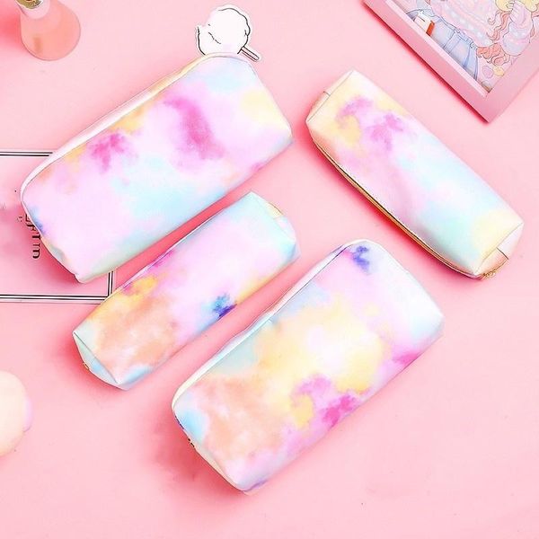 

pencil bags novelty colorful rainbow pu case stationery storage bag school supplies