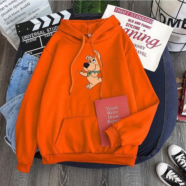

2021 new women/men autumn and winter casual long sleeve cute puppy scooby hoodies sweatshirt funny printed harajuku pullover, Black