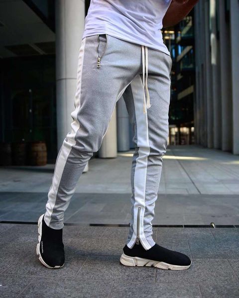 

oversized autumn and winter corset leg zipper sports men's casual pants, Black