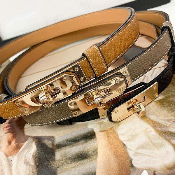 

belts women genuine leather golden lock buckle dress jeans waistband belt width 1.9cm, Black;brown
