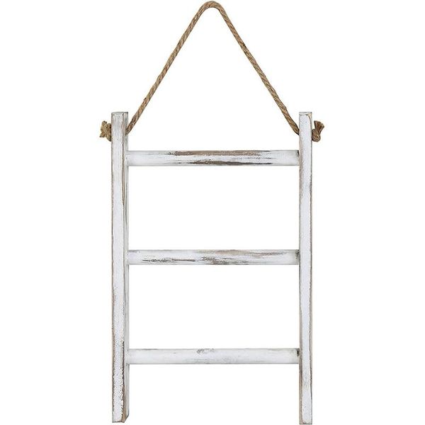 

wall-hanging towel ladder rustic whitewashed wood counterladder farmhouse decor towels rack with adjustable rope