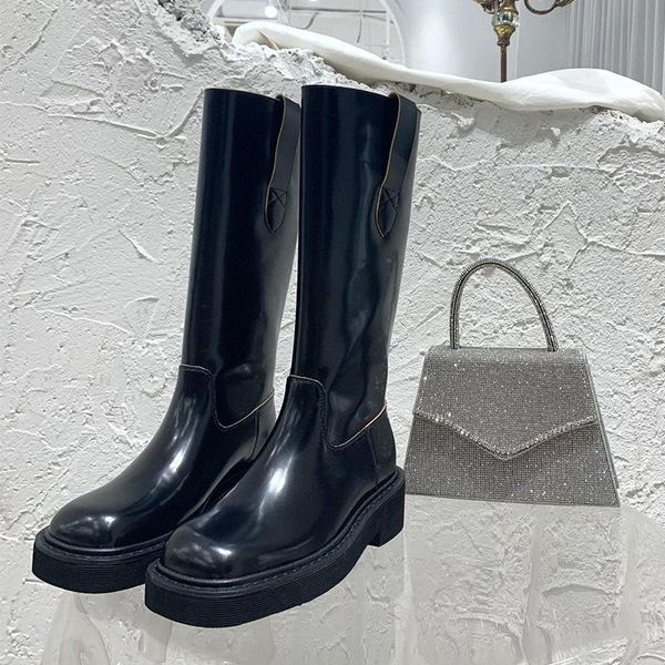 

boots during the spring and autumn winter tall canister but really knee joker locomotive, Black
