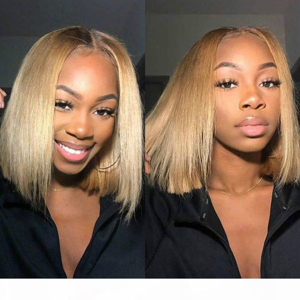 

rebecca blonde straight human hair wigs peruvian remy hair transparent lace wig colored short human hair wigs 4x4 closure wig, Black;brown