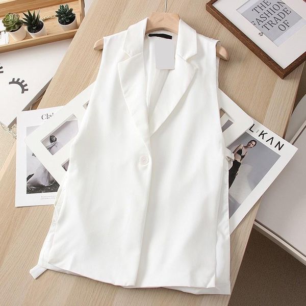 

women's vests autumn spring office ladies suit vest women casual sleeveless outwear jacket business work one button slim waistcoat, Black;white