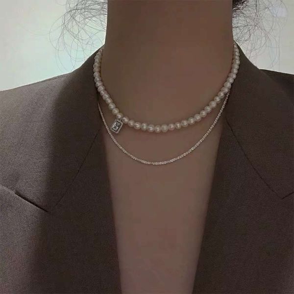 

hbp french design fresh water pearl necklace women's multi-layer fashion clavicle popular sweater chain, Silver