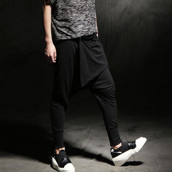 

men's pants the united europe states spring and summer hair stylist elastic waist large size pocket black /m-2xl