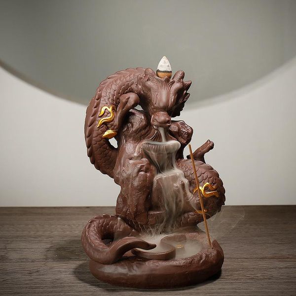 

fragrance lamps with 10pcs incense cones, dragon burner backflow stick holder censer