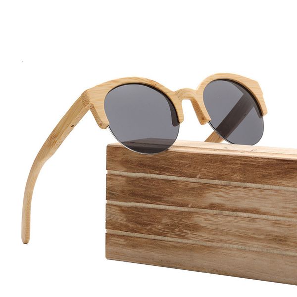 

2021 new round wooden bamboo sunglasses men oculos de sol fashion retro designer super cat eye circle glasses women's sun glass 8ibj, White;black