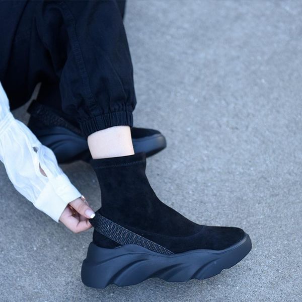 

boots artmu origional retro platform women's socks leather ankle fashion handmade short 2021 2066-1, Black