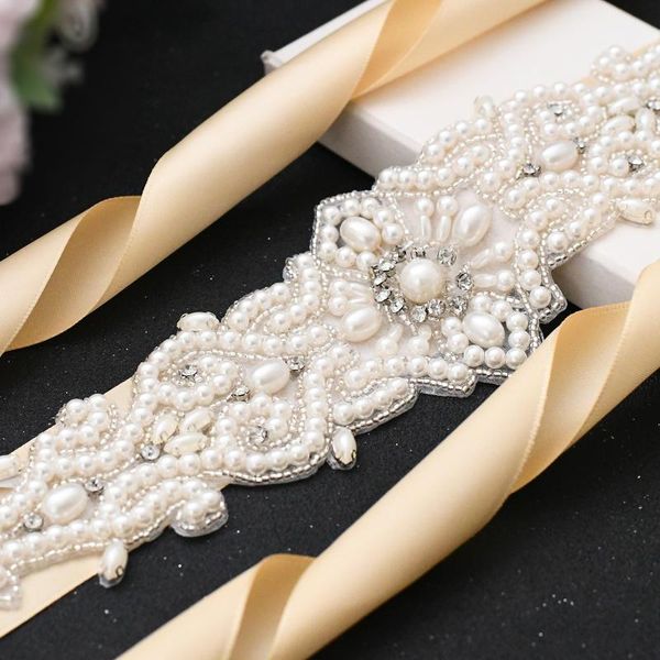 

wedding sashes amorarsi s26a luxury belt pearls rhinestones bridal bridesmaid dress girl prom evening dresses belts women gift, White
