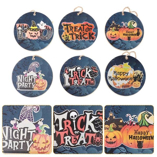 

charms 6pcs pendant wooden hanging listing scene layout props, Bronze;silver