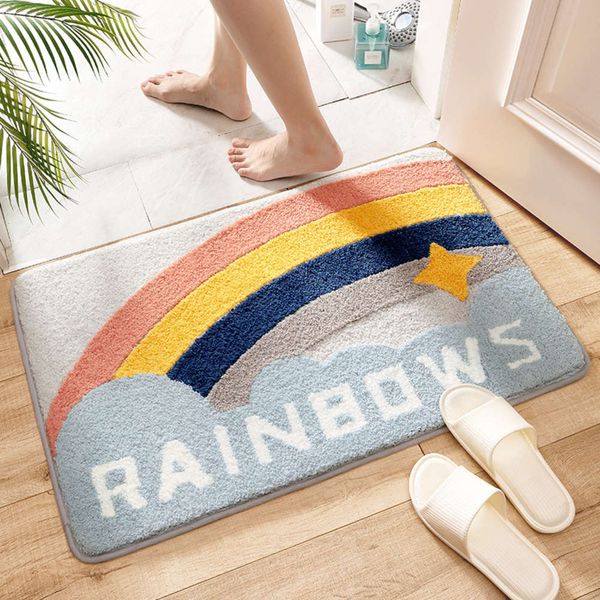

modern flocking home entrance mat carpet home bathroom water absorption anti slip mat bedroom door mat