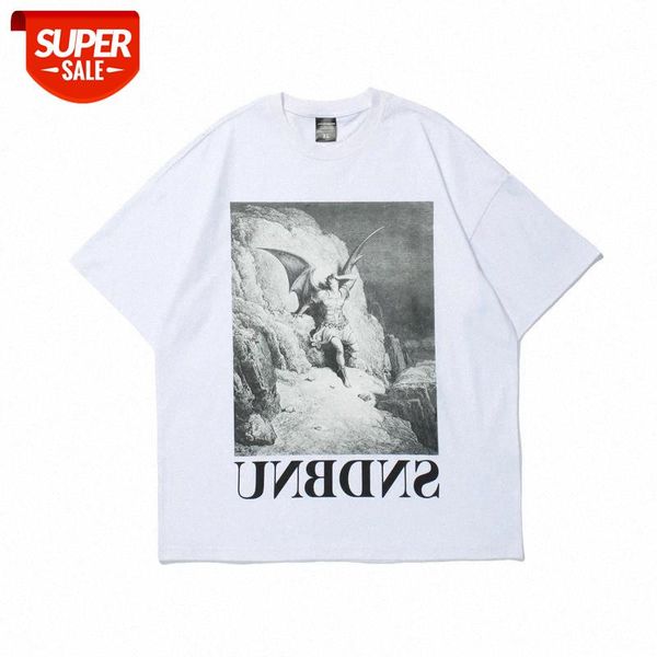 

SEVEYFAN 2021 Men's Fashion Angel Printed Tees Hip Hop Oversize Tees Summer Short Sleeve Cotton Tops for Male #lY3a, White;black