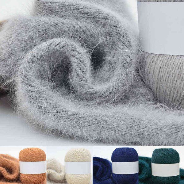 1PC 50g di alta qualità anti-pilling filato di cashmere lungo peluche visone filato di lana filato per tessitura maglione cappello sciarpa per maglieria a mano Y211129