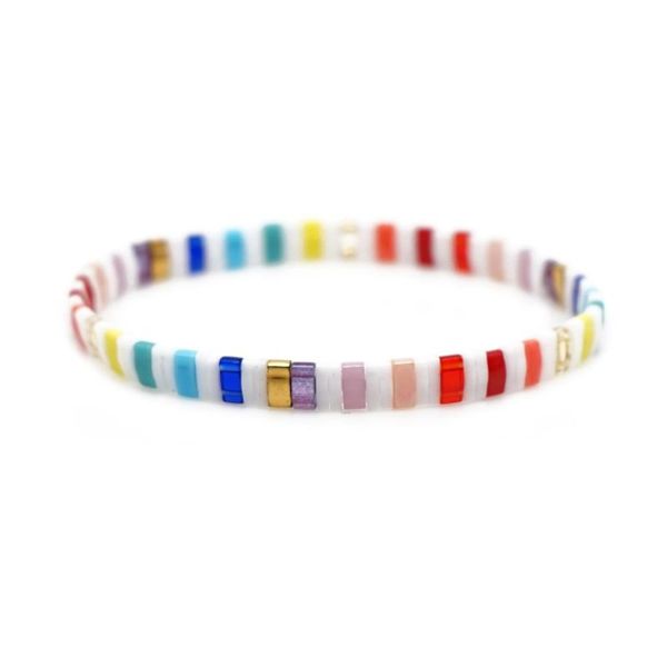 

beaded, strands charming hand-woven beaded bracelets tila rice bead colorful women's bracelet jewelry, Black