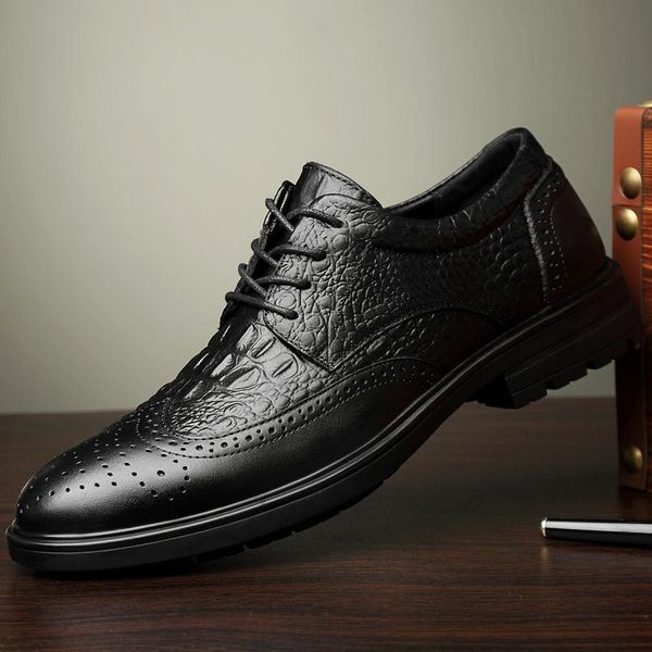 

dress shoes oxford men outdoor business brogues lace-up bullock wedding male formal, Black