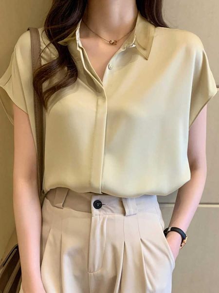 

women's blouses & shirts shirt sense of design niche 2021 summer korean professional temperament versatile acetate satin, White