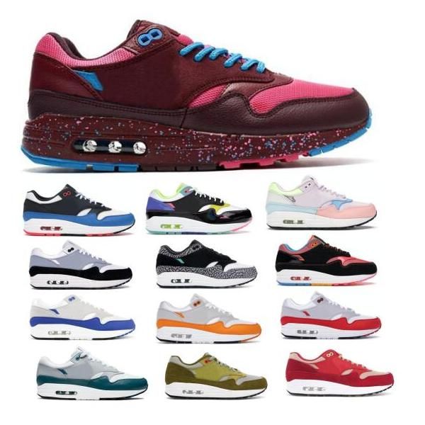 

airmaxs 1 87 men women running shoes maxes parra anniversary green atmos hyper pink daisy time capsule pack pastel multi tenis trainers shoe