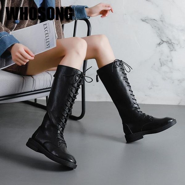 

boots autumn women riding shoes woman real leather ladies soft knee high female black brand fashion crystal botas