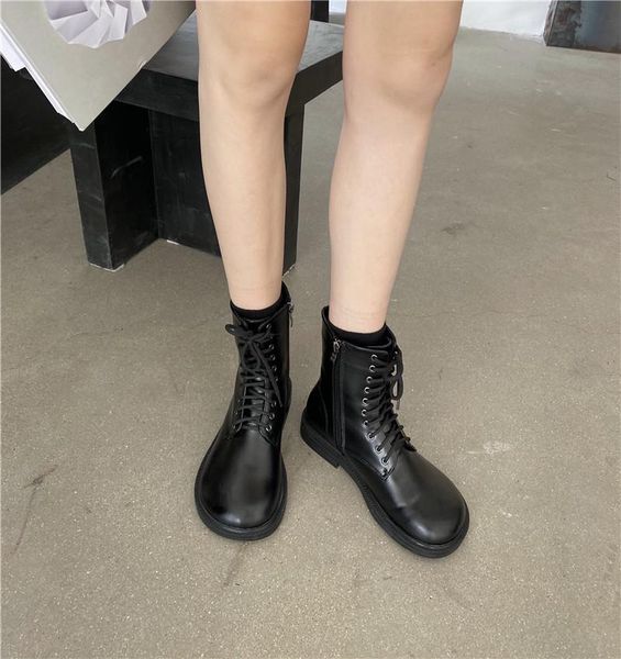 

boots fashion with round toe female 2021 thick-soled women's autumn and winter black single