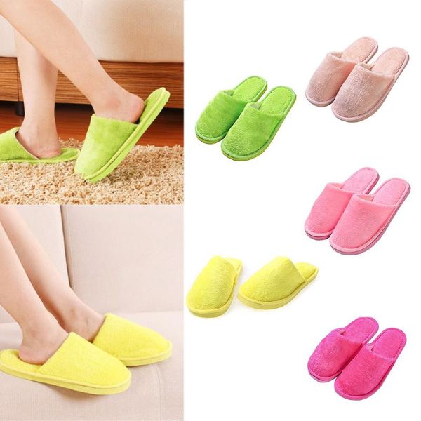 

slippers plush 2021 women indoor home winter warm shoes female solid color zapatos de mujer couple sliders, Black