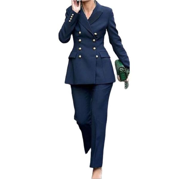 

women's two piece pants double breasted women business suits 2 sets and jackets coat for ladies office work wear (jacket+pants), White