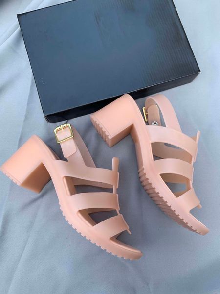 

meli sa jelly high heels, high heels, buttons, sandals, women's shoes, valentine high heels with box, Black