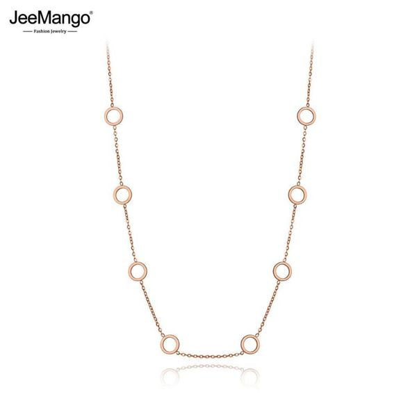 

chokers jeemango trendy titanium stainless steel cz crystal round circle choker necklaces for women chic charm pendant necklace jn19201, Golden;silver