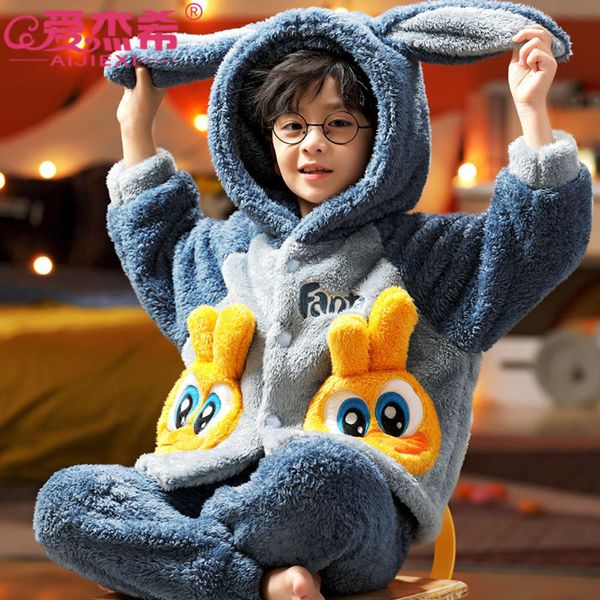

pajamas autumn coral boys flannel winter thickening children's plush new, Blue;red