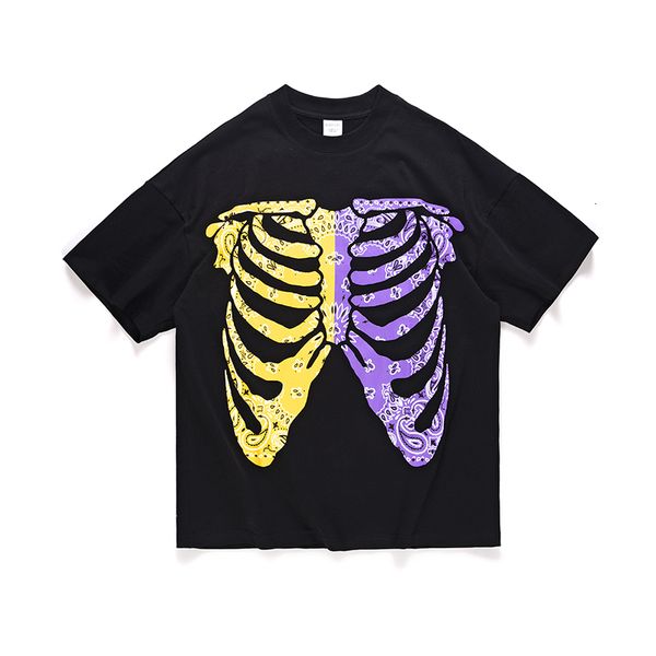 

2021 new colorful skull print streetwear oversize summer tshirts men and women short sleeve loose cotton tees harajuku hip hop t-shirt 4whl, White;black