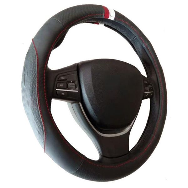 

steering wheel covers 38cm car head layer leather cover handle tools sports soft all seasons auto accessories