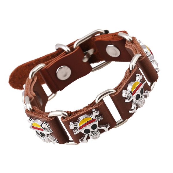 

bangles bracelet network pirate skull leather two-color optional animation peripheral accessories cowhide, Black