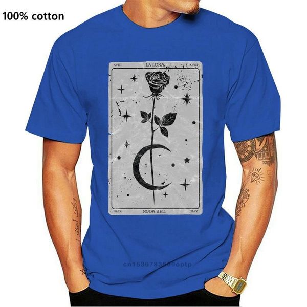 

men's t-shirts printed fashion tshirt for men cotton famous occult tarot karte la gothic moon rose t shirts basic solid, White;black