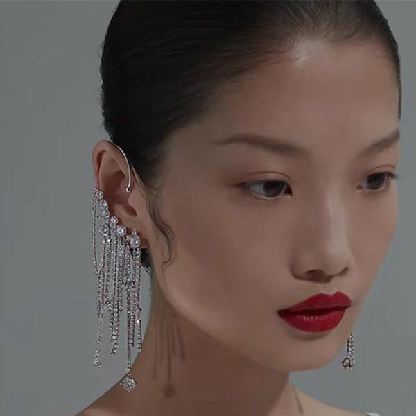 

dangle & chandelier 20pcs handmade ear cuff wrap long chain tassel drop earrings diy crawler non-piercing jewelry making, Silver
