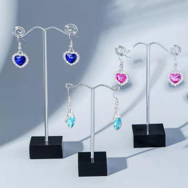 

jewelry pouches, bags 3 pcs black/clear acrylic metal earrings rack holder organizer display stand t for stud dangle hoop, Pink;blue