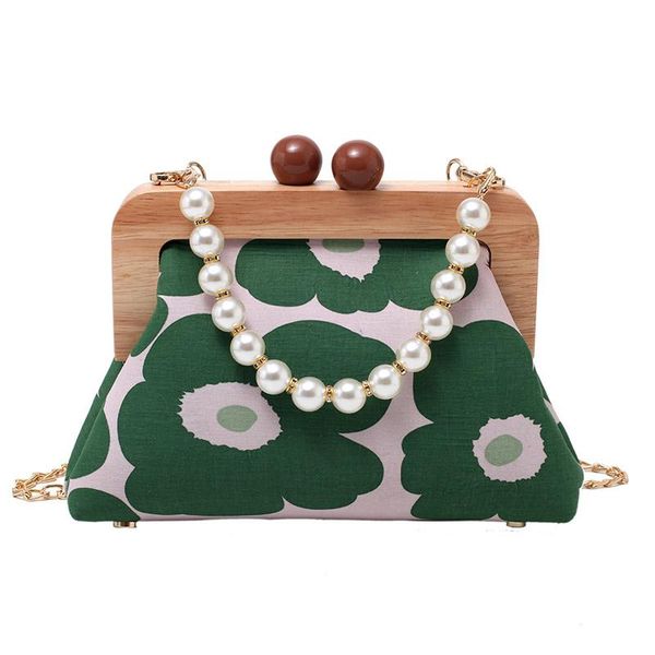 

evening bags brand women's shoulder luxury pearl handbags and purses fashion wooden box chain crossbodyr ladies dumpling