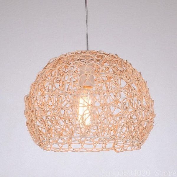 

bamboo rattan lustre pendant lights braided pendant lamp creative spherical living room industrial lighting bedroom lighting