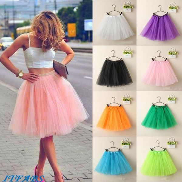 

skirts women dancewear tutu pettiskirt princess party mini dance summer short space candy-colored, Black
