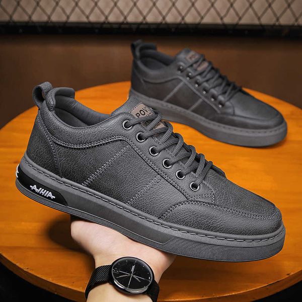 

2021 autumn winter sho men's trend lace up leather casual sports board outdoor