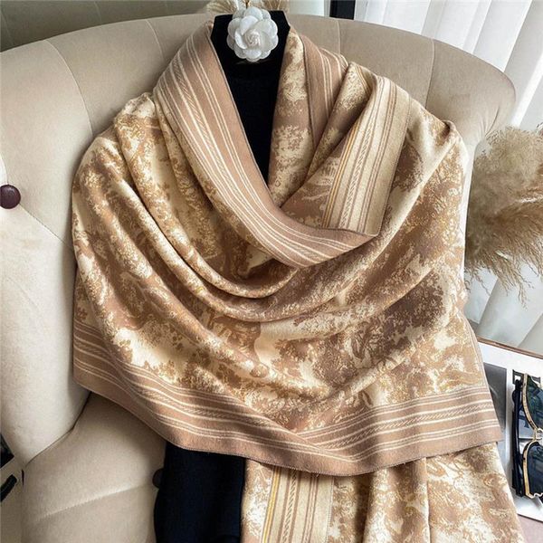 

hats, scarves & gloves sets 2021 luxury cashmere scarf winter women shawls warm blanket wraps female brand thick print, Blue;gray