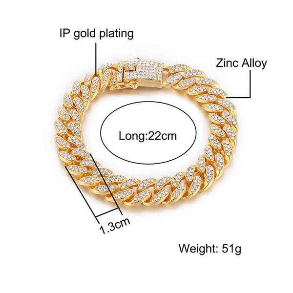 

iced out hip hop cuban link chain bracelet for man, Golden;silver