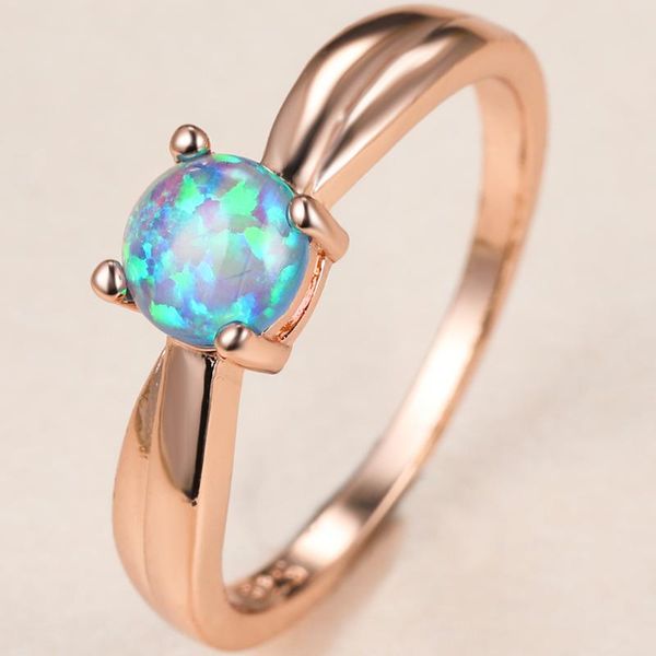 

wedding rings classic female white opal stone ring charm rose gold color for women dainty bride round thin engagement, Slivery;golden