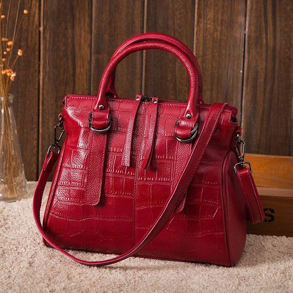 

evening bags for women 2021 fashion crocodile pattern head layer cowhide ladies handbag all-match leather shoulder diagonal bag sac