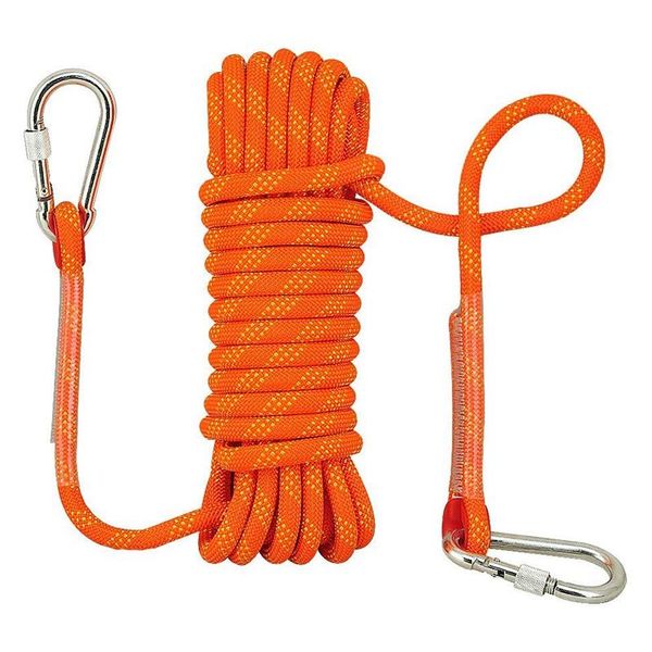 

cords, slings and webbing 10m rock climbing rope diameter 12 mm heavy duty tree fire escape safety with 2 carabiners for rappelling fis