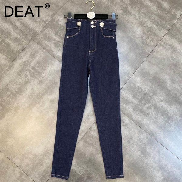 

women's jeans deat women slim all match arrivals high waist pencil pants fashion temperament autumn spring 2021 11d3198, Blue