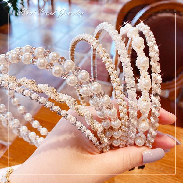 

girls hair accessories sticks kids headbands teenage childrens pearl sweet crystal rhinestone diamond summer fashion princess head bands b70, Slivery;white
