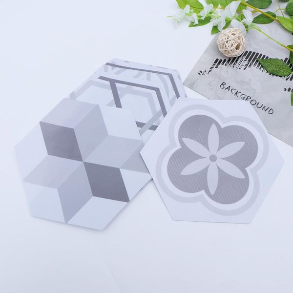 Adesivi murali 10 pezzi / set Adesivo impermeabile rimovibile per piastrelle esagonali creative con motivo geometrico in grigio per cucina o